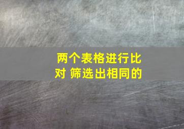 两个表格进行比对 筛选出相同的